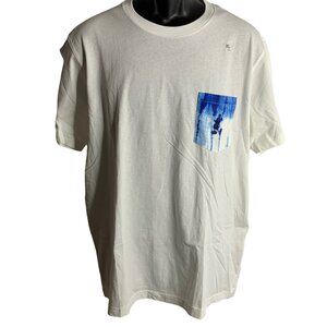 Uniqlo Mickey Mouse Crewneck T Shirt XL White Tie Dye Pocket Short Sleevess